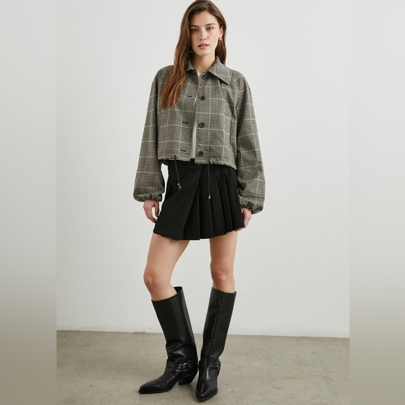 Rails North Jacket Size XXS Teal Multi Check Cropped Twill Button Up Pockets Tan - Picture 11 of 17